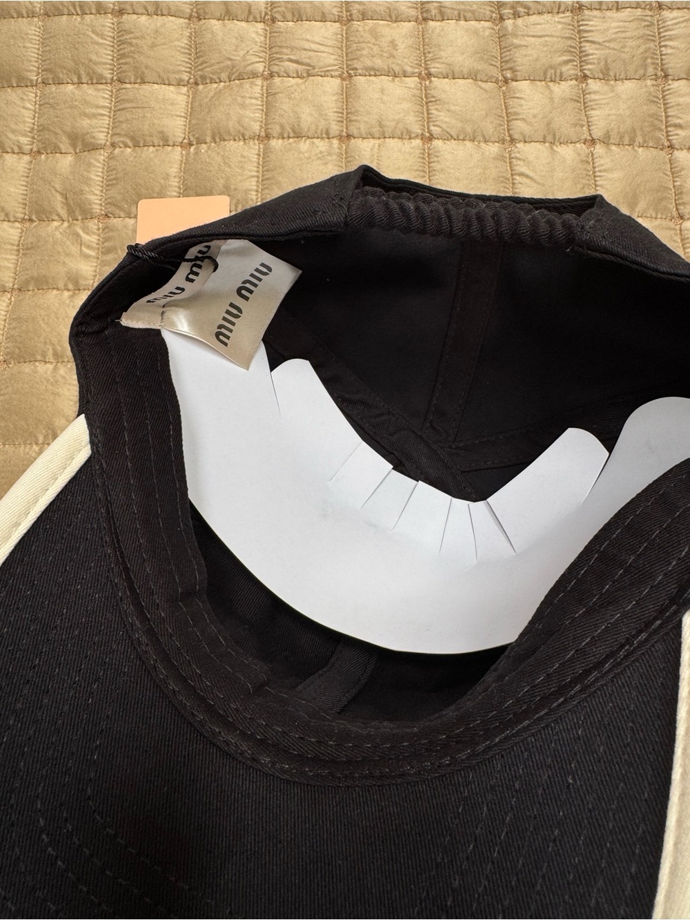 Black Baseball Cap Hat with White Trim & White Logo - Picture 5 of 5